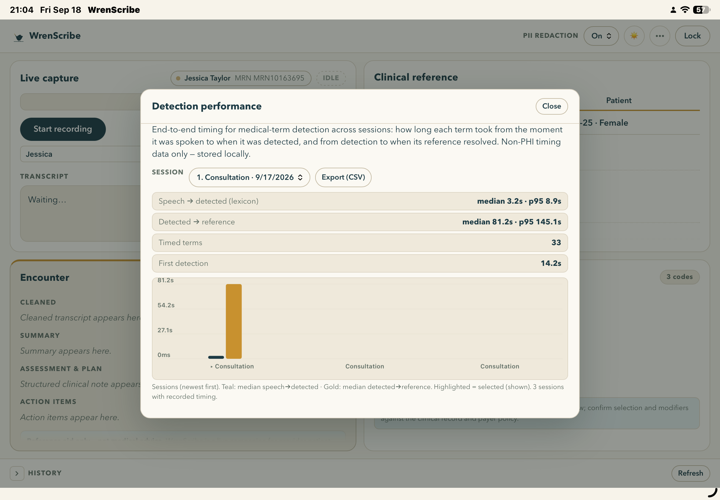 Click to zoom WrenScribe on iPad, detection performance