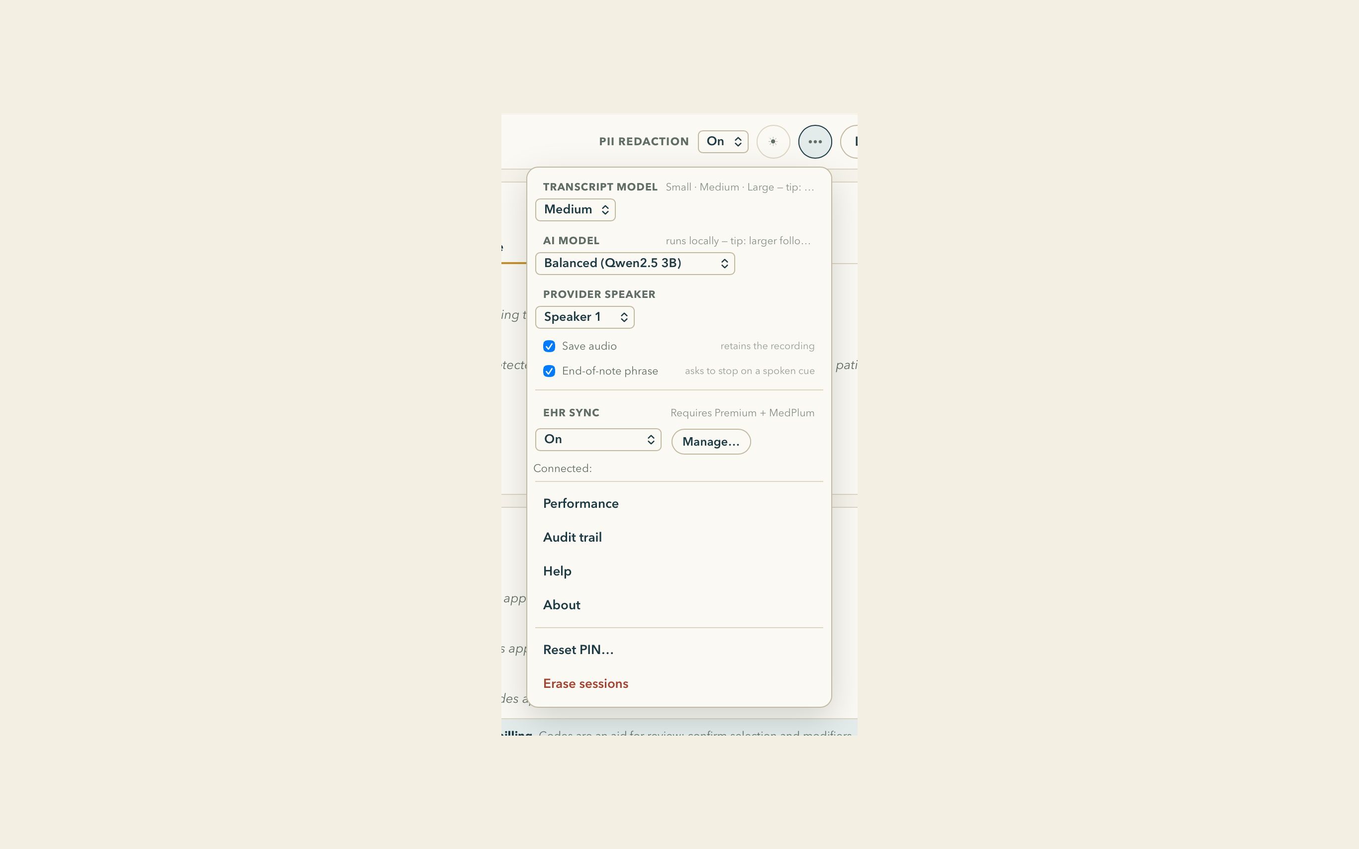 WrenScribe on macOS, screen five
