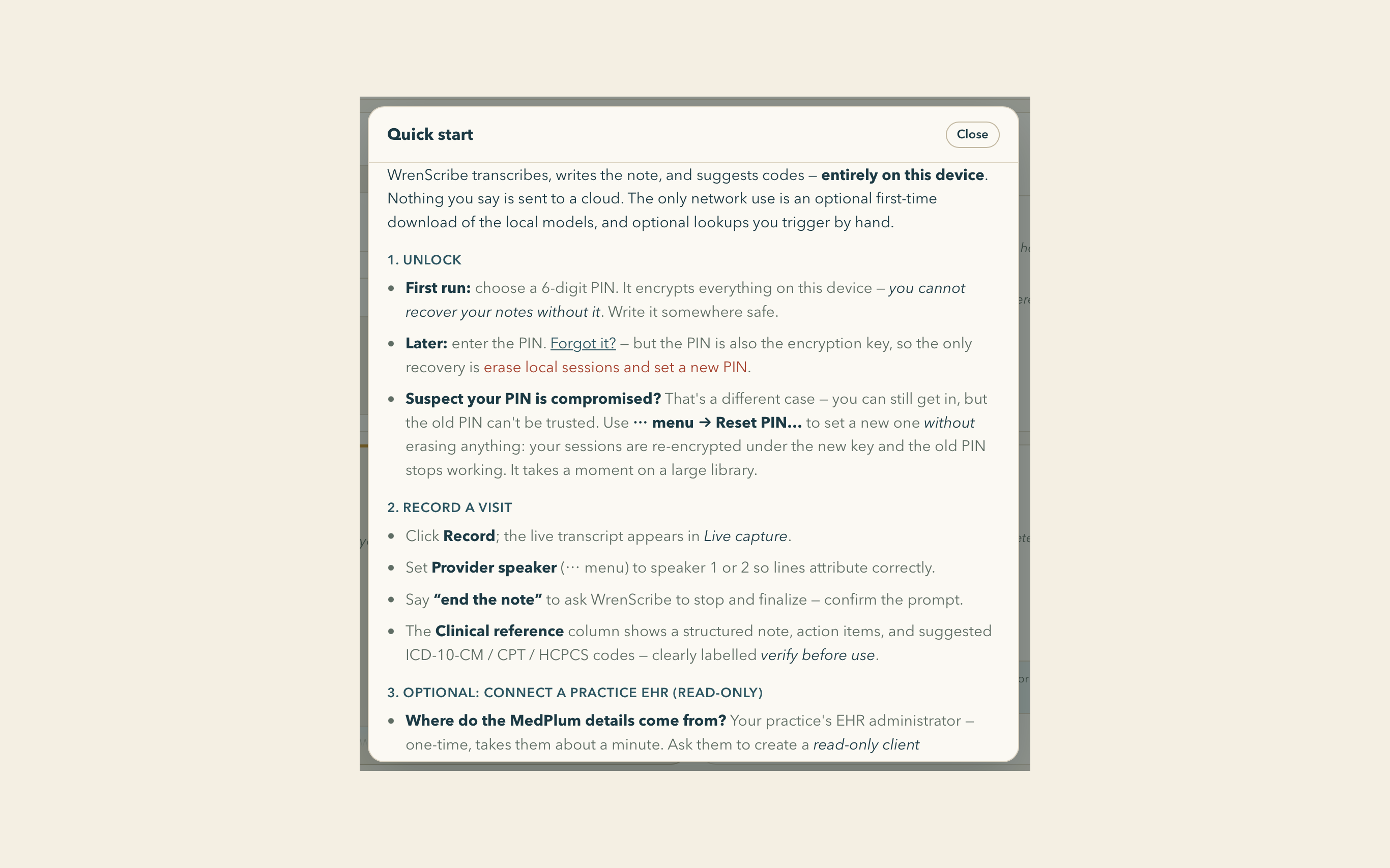 WrenScribe on macOS, screen seven